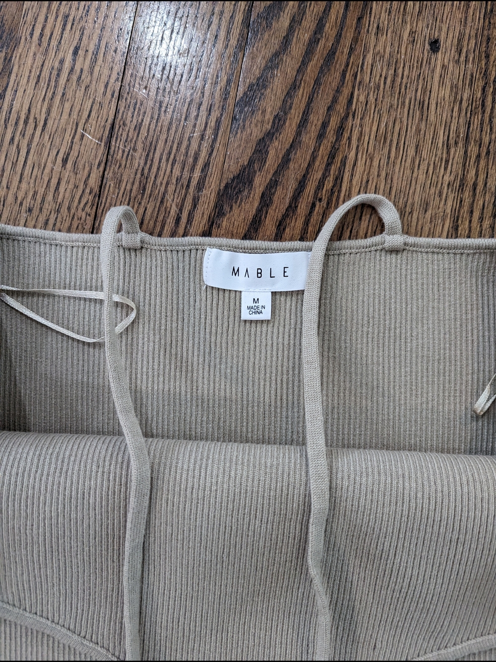 Mable Beige Ribbed Cold Shoulder Top - Picture 3 of 4